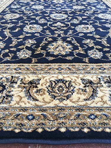 Deir Debwan Traditional Persian Area Rug 330,000 Point Dark Blue Design 601 (5 Feet 3 Inch X 7 Feet 2 Inch)