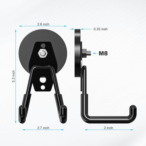Heavy-Duty Magnetic Garage Hooks by [Brand Name] - 2-Pack Strong Tool Holders with Anti-Scratch Rubber Coating for Garage and Outdoor Storage