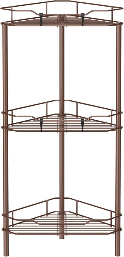 HuggieGems 3-Tier Corner Shower Caddy Organizer - Versatile Bathroom Shelf Rack with Hooks