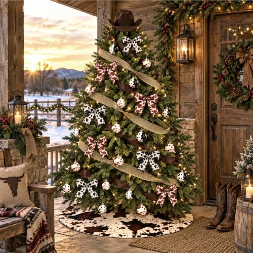 Western Cowboy Christmas Tree Decor Set - 40 Pieces with Hat, Skirt & Ornaments