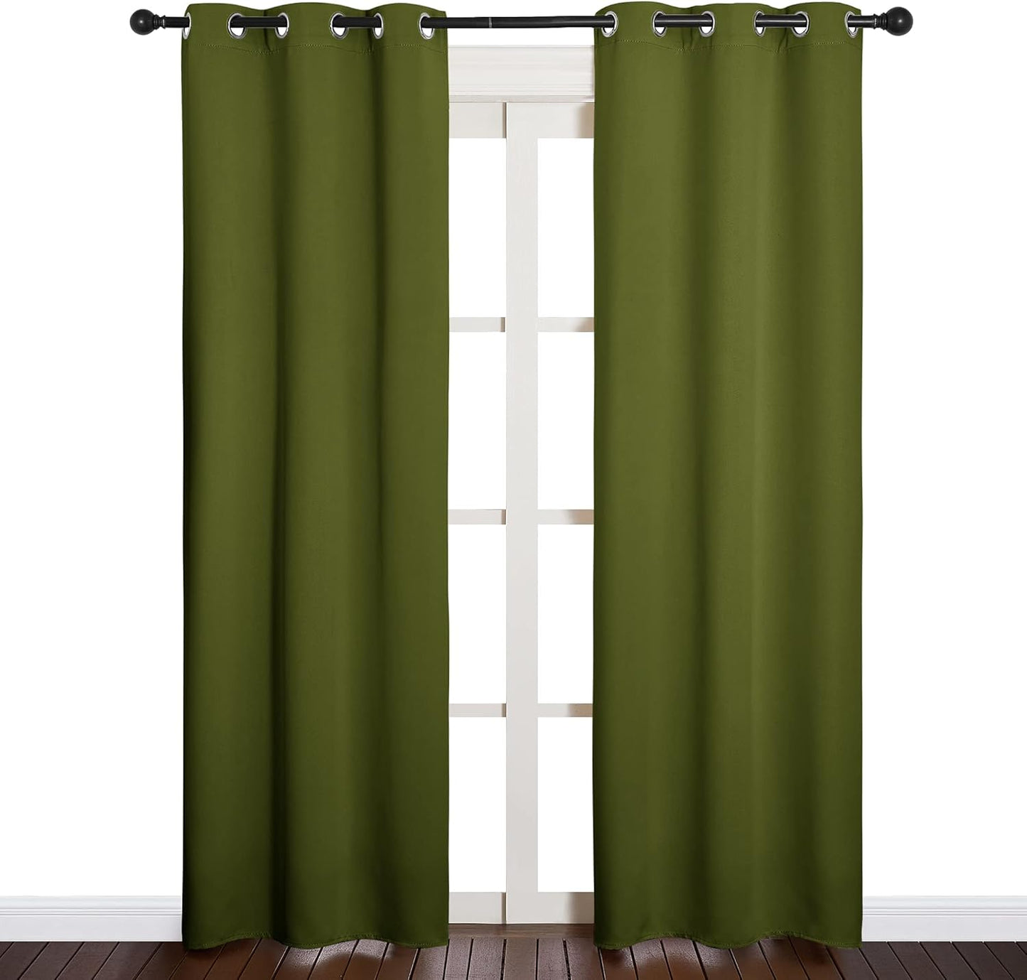 NICETOWN Blackout Curtain Panels - Thermal Insulated Drapes for Christmas | Olive Green, 34x84 Inches (One Pair)