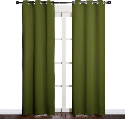 NICETOWN Blackout Curtain Panels - Thermal Insulated Drapes for Christmas | Olive Green, 34x84 Inches (One Pair)