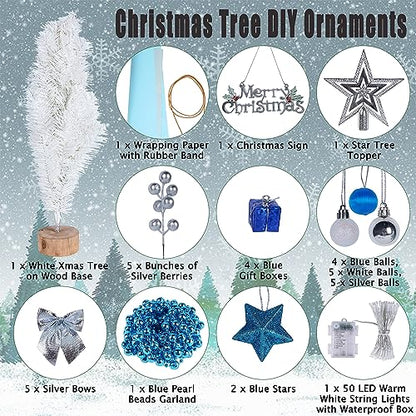Juegoal White Mini Christmas Tree - 24 Inch Lighted Tabletop Xmas Pine with Timer & 50 LEDs - Variation of THIS listing