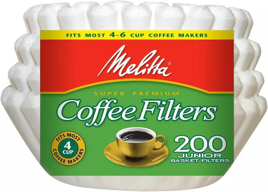 Melitta Junior Coffee Filters - 200-Count, Perfect for 4-6 Cup Brewers | White (Pack of 3)