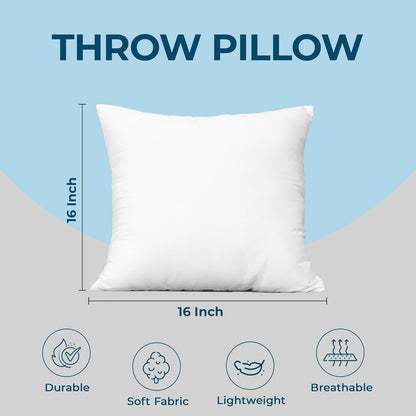Utopia Bedding Throw Pillow - Fluffy 16 x 16 Inches Down Alternative Cushion in White | Perfect for Bed, Sofa & Couch