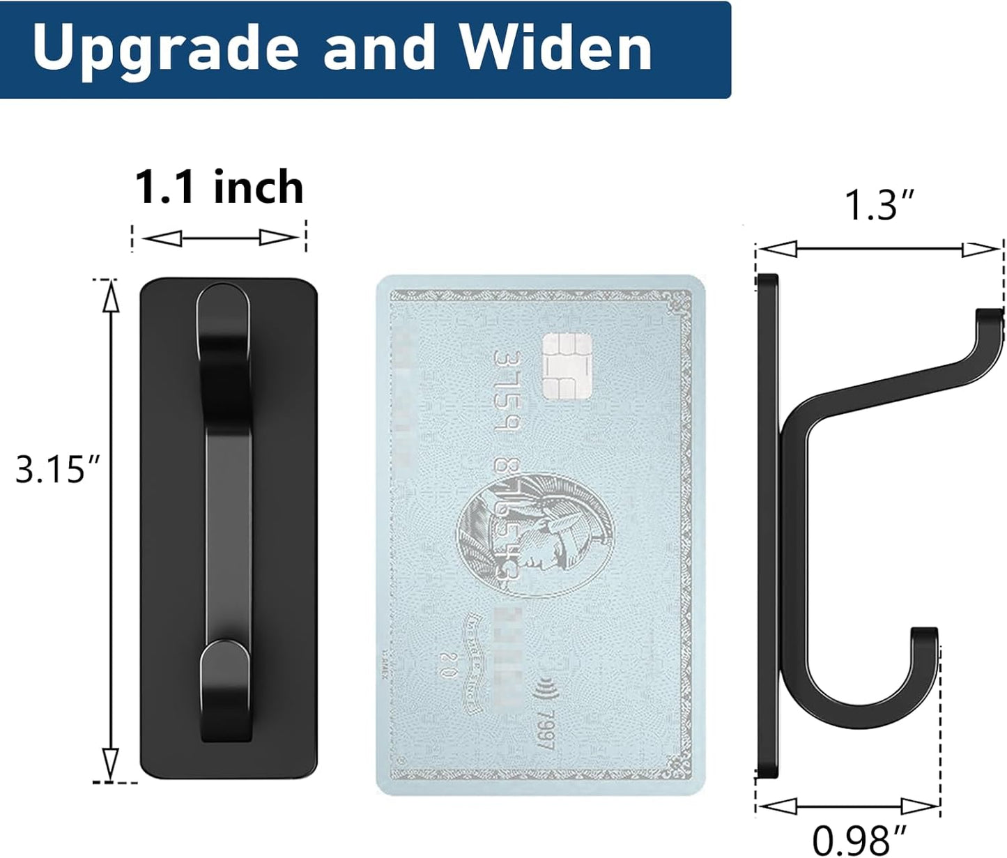Pickpiff Wall Hooks - 13LB Strong Adhesive Coat & Towel Hangers | Black 4-Pack for Easy Organization