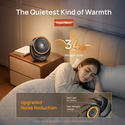 Portable 13-Inch Ceramic Space Heater with Remote Control - Black