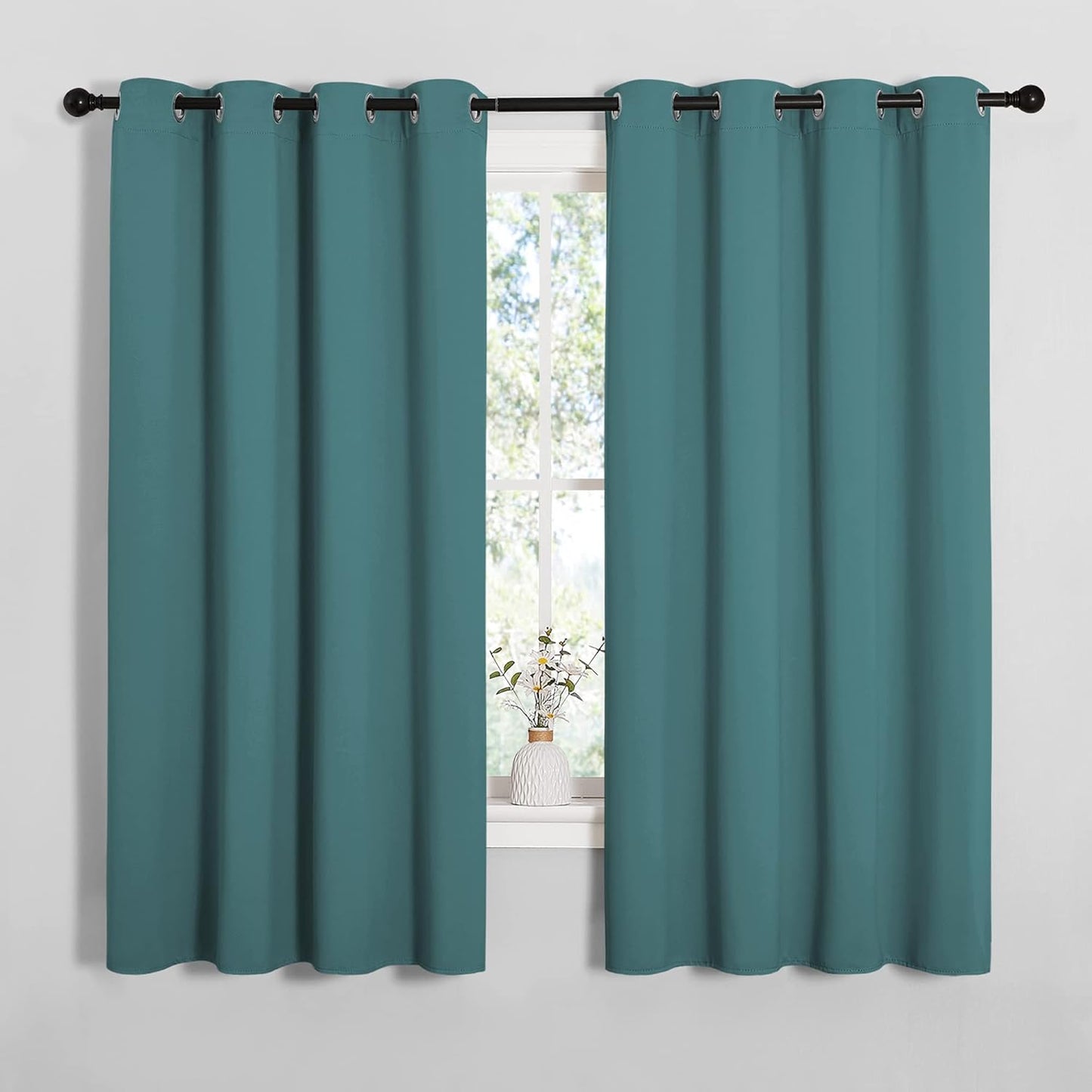 NICETOWN Blackout Curtain Panels - Thermal Insulated Draperies in Sea Teal | 55" x 68" (One Pair)
