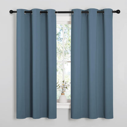 NICETOWN Smoky Blue Blackout Curtains - Thermal Insulated Drapes for Small Windows | 63" Length, 34" Wide, 2 Panels