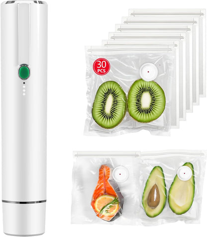 Skiennix Handheld Vacuum Sealer - Compact Food Preservation with 30 Reusable Bags | Easy to Use