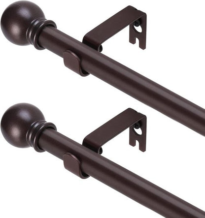 GXOACKJ Heavy Duty Metal Curtain Rod Set - 2 Pack Brown Rods for Windows 32 to 62 Inches