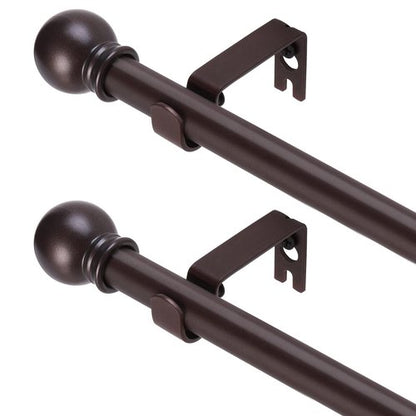 GXOACKJ 2 Pack Brown Curtain Rods for windows 28 to 78 inch, 5/8 inch Splicing Heavy Duty Metal Curtain Rod Set with Brackets