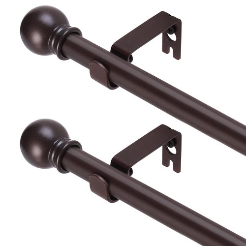 GXOACKJ 2 Pack Brown Curtain Rods for windows 28 to 78 inch, 5/8 inch Splicing Heavy Duty Metal Curtain Rod Set with Brackets