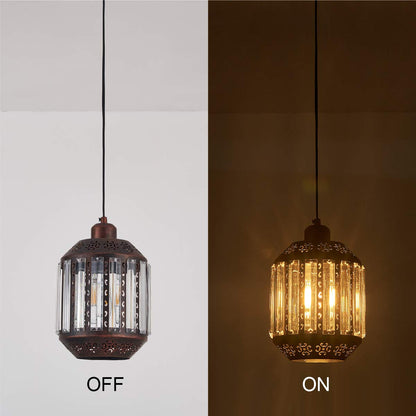 YLONG-ZS Hanging Lamps Swag Lights Plug in Pendant Light 16.4 FT Cord and Chain/Hanging Pendant Light Cage in-Line On/Off Dimmer Switch for Kitchen Island, Dining Room, Entryway