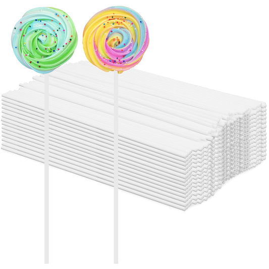 Lollipop Sticks,500 Pieces White Paper Treat Lollipop Sticks Lollipop Treat Sticks Sucker Stick for Cake Topper,Rainbow Candy, Cake Pops Chocolate (11.8 Inch)