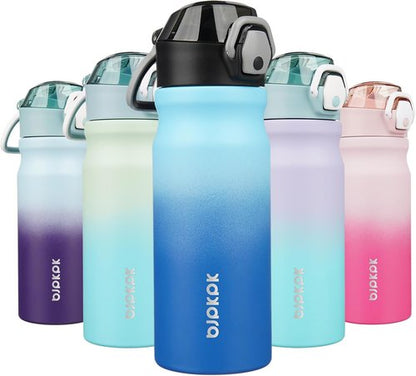 BJPKPK Insulated Water Bottle - 18oz Stainless Steel Flask with Straw, Leak-Proof Lid & Carry Handle | Sky