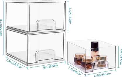 Vtopmart Stackable Makeup Organizer - 4 Pack Storage Drawers Set for Easy Access and Neat Display