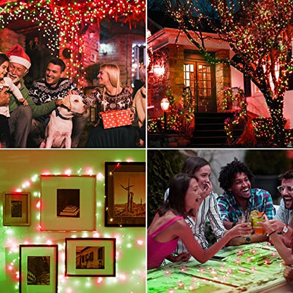 Battery Operated LED Fairy String Lights 16.4FT Red & Green Christmas Decor
