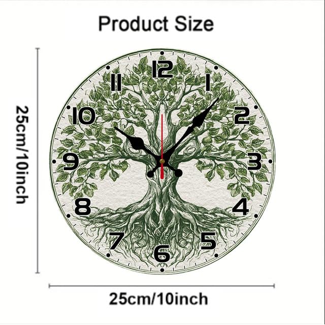 Tree of Life 12in Wooden Wall Clock – Silent Non-Tick Battery Powered
