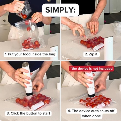 Chef Preserve Reusable Vacuum Sealer Bags - 60 BPA-Free Food Storage Bags | Odor-Resistant & Leak-Proof
