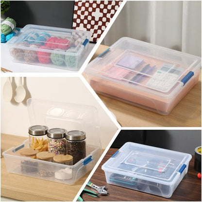 Clear Plastic Storage Containers by [Brand Name] - Stackable Craft Organizer Bins with Durable Lids (4 Pack, 10 Quart)