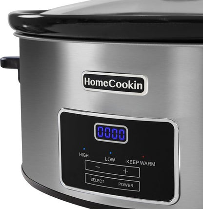 8-Quart Digital Programmable Slow Cooker - Perfect for Family Dinners | Serves 10+ People with Timer