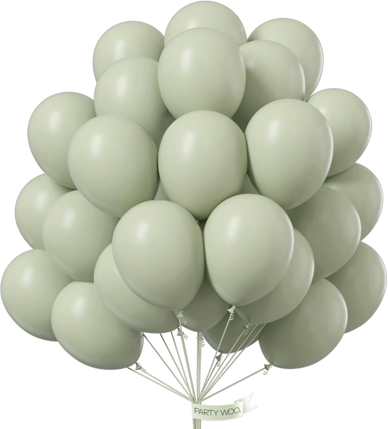 PartyWoo Sage Green Balloons - 50 Pack 12-Inch Boho Dusty Olive Latex Balloons for Events & Celebrations