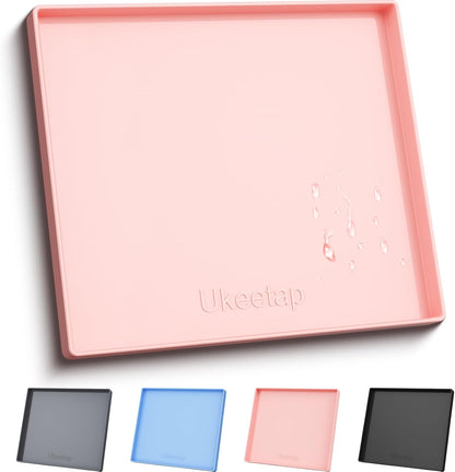 Skiennix Extra Thick Waterproof Silicone Mat - 22" x 19" Under Sink Protector for Kitchen & Bathroom | Pink
