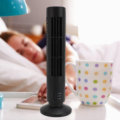 Yunseity Small Tower Fan, Quiet Cooling Bladeless Oscillating Tower Fan with 2 Speeds, Portable Lightweight USB Desktop Fan for Home Office Bedroom (Black)