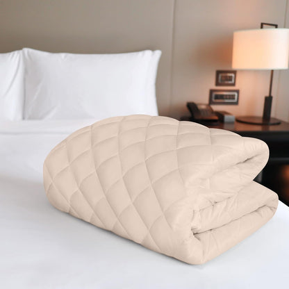 Utopia Bedding Quilted Fitted Mattress Pad - King Size Deep Pocket Protector | Machine Washable Beige