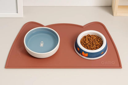 OHMO - Silicone Cat Food Mat | Non-Skid Waterproof Pet Feeding Tray - Easy to Clean (Erythrinus, 18" x 9.8")