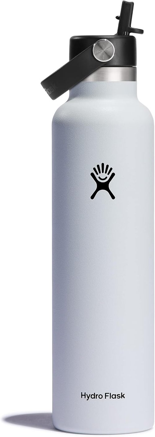 Hydro Flask Water Bottle - Insulated Stainless Steel - Leakproof Straw Lid, 24 Oz White
