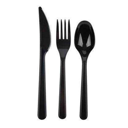 PlasticPro 200 Pack Heavy Weight Plastic Forks Black Disposable Forks Plastic Cutlery Set