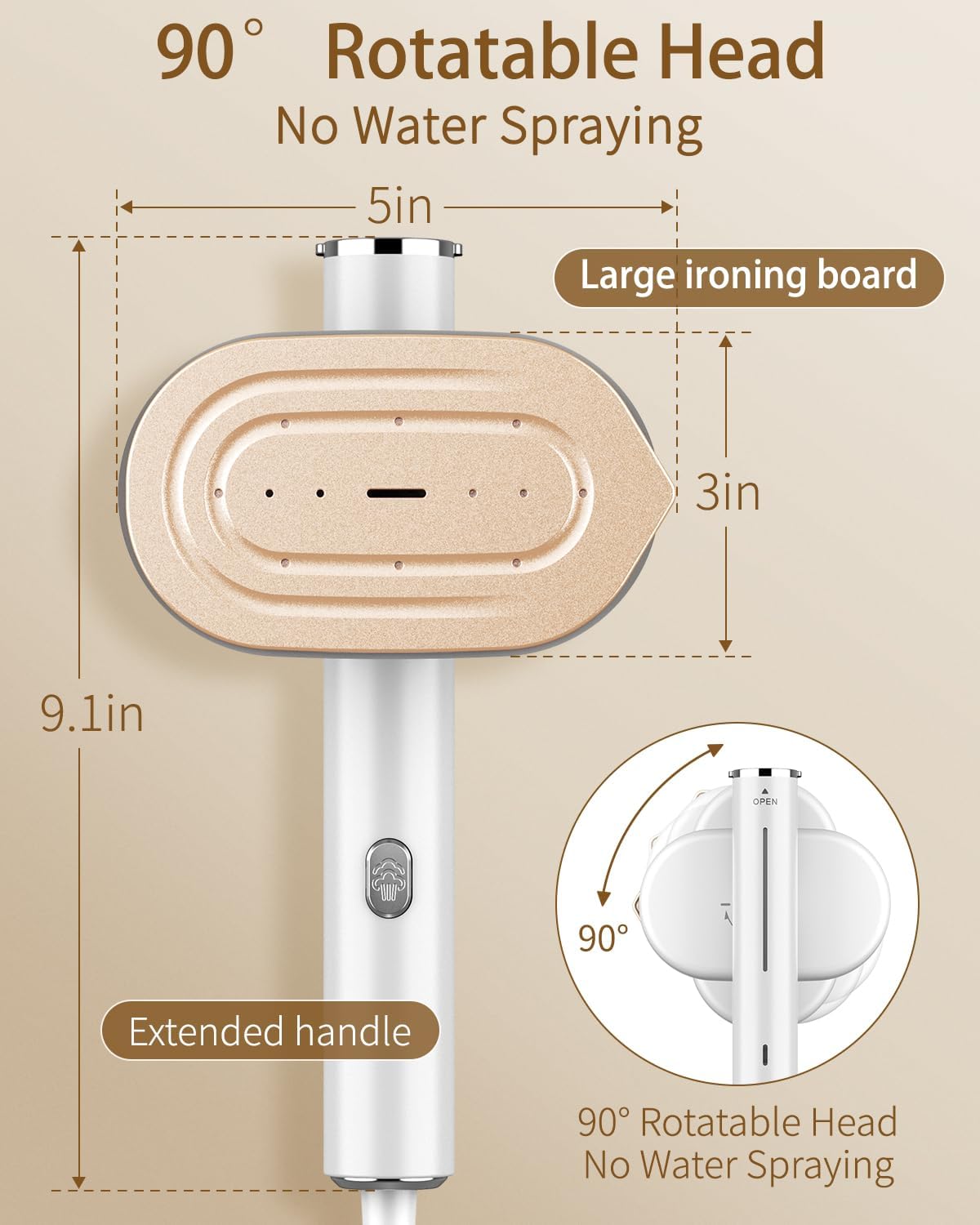 Skiennix Handheld Clothes Steamer - 2-in-1 Fast Wrinkle Removal, 1200W, Portable Design | White, 110-120V