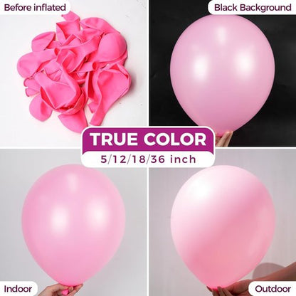 Bezente Pink Latex Balloons - 100 Pack of 12-Inch Round Helium Balloons for Valentine's Day & Parties