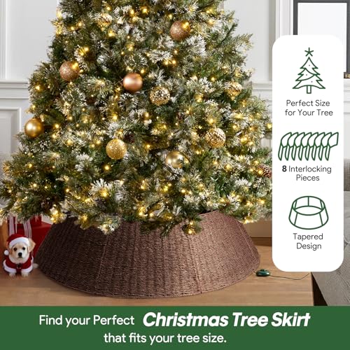 Hommtina Christmas Tree Collar - 42-Inch Rustic Woven Tree Base Cover Brown4
