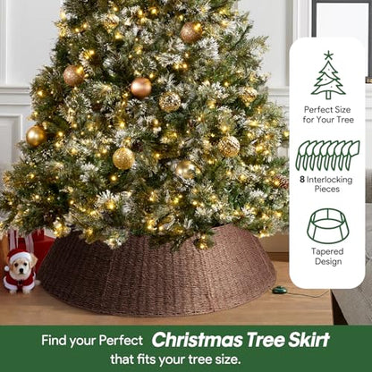 Hommtina Christmas Tree Collar - 42-Inch Rustic Woven Tree Base Cover Brown4