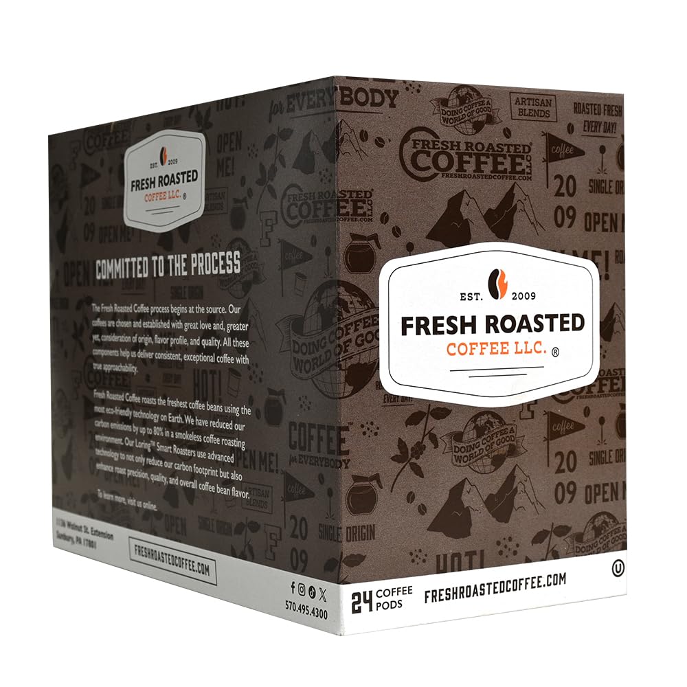 Fresh Roasted Coffee, Royal Water Half-Caf Indian Monsoon Malabar, Kosher, K-Cup Compatible, 24 Pods