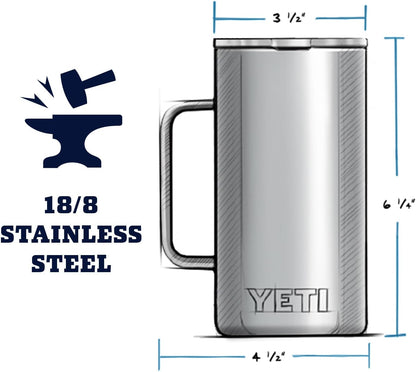 YETI Rambler 24 oz Mug - Vacuum Insulated Stainless Steel with MagSlider Lid for Ultimate Durability