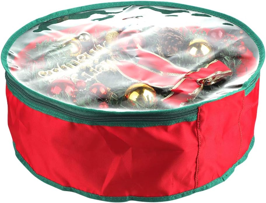 TITA-DONG Christmas Wreath Storage Bag - 2 Pcs Portable Organizer with Dual Zipper & Transparent Window