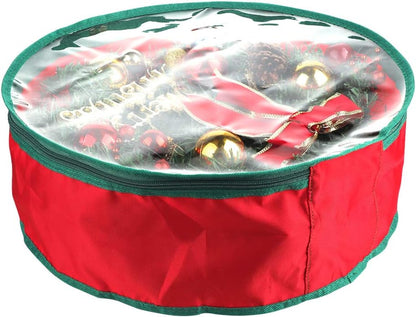 TITA-DONG Christmas Wreath Storage Bag - 2 Pcs Portable Organizer with Dual Zipper & Transparent Window