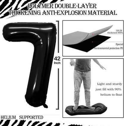 GOER 17th Birthday Balloons - Jumbo 42 Inch Foil Helium Decorations | Black Sweet 17 Party Decor