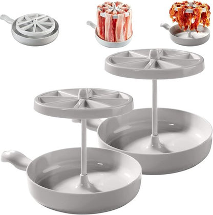 Bacon Wizard Microwave Crispy Bacon Maker, Microwave Bacon Cooker, Bacon Grease Saver with Strainer, Microwave Barbecue Grill Cooker Prep Trays Bacon Rack for Oven Cooking (2 Pack)