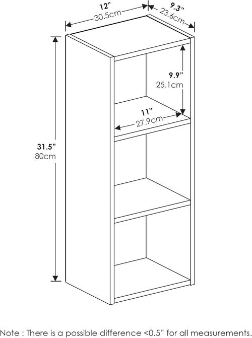 Furinno Pasir 3-Tier Open Shelf Bookcase - Easy No Tool Assembly | Elegant White Finish