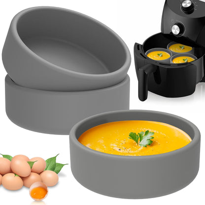 Skiennix Silicone Air Fryer Egg Mold - 3 Pcs Reusable Nonstick Poached Cups | BPA Free & Dishwasher Safe