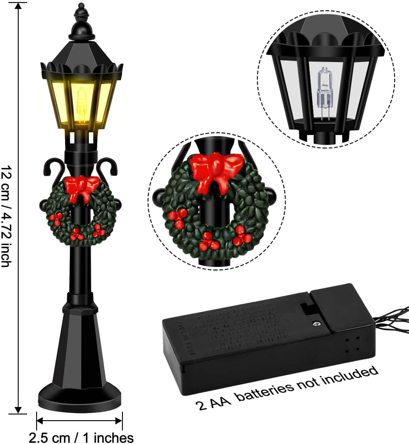 Skiennix Mini Street Light Models - 4 Pcs Christmas Dollhouse Lanterns for DIY Fairy Garden Decor