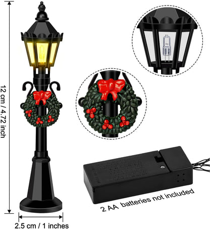 Skiennix Mini Street Light Models - 4 Pcs Christmas Dollhouse Lanterns for DIY Fairy Garden Decor