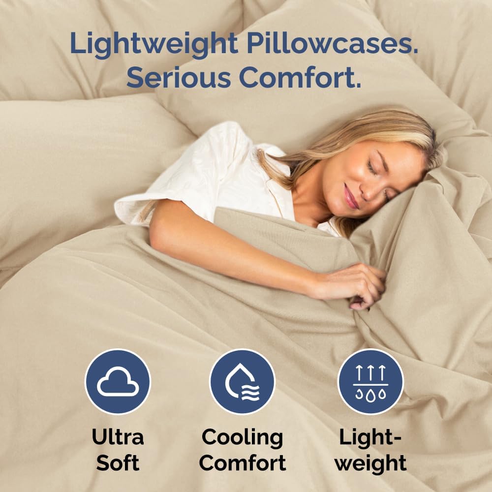 Queen Pillow Cases by Hotel Luxe - Ultra Soft, Wrinkle-Free & Fade Resistant - 10-Piece Set in Cream