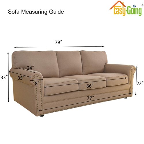 Easy-Going Stretch Sofa Slipcover 1-Piece Sofa Cover Furniture Protector Couch Soft with Elastic Bottom for Kids, Polyester Spandex Jacquard Fabric Small Checks (Sofa, Cream)
