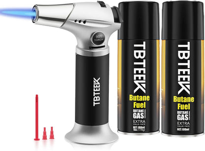 TBTEEK Cooking Torch - Butane Fuel Included for BBQ, Baking, and Soldering | Versatile Kitchen Lighter